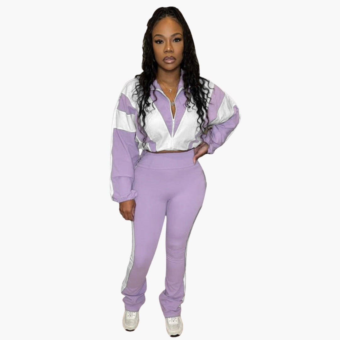 Conjunto de dos piezas para mujer con mangas abullonadas