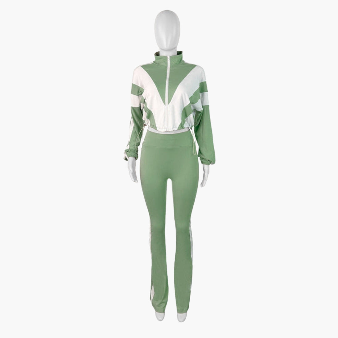 Conjunto de dos piezas para mujer con mangas abullonadas