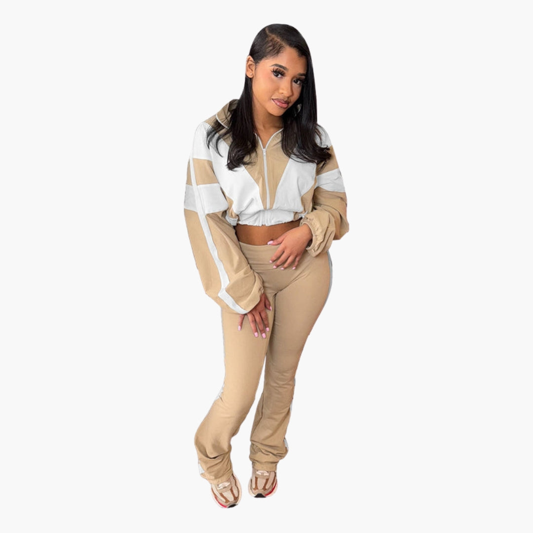 Conjunto de dos piezas para mujer con mangas abullonadas