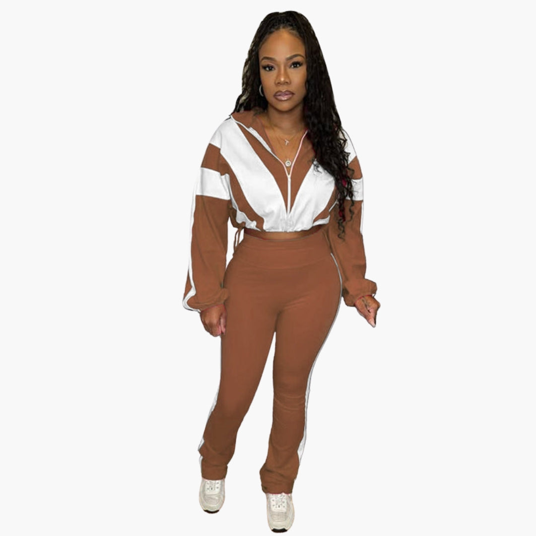 Conjunto de dos piezas para mujer con mangas abullonadas