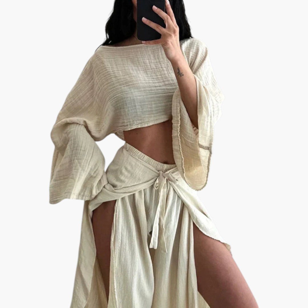 Ensemble deux pièces femme avec pantalon portefeuille