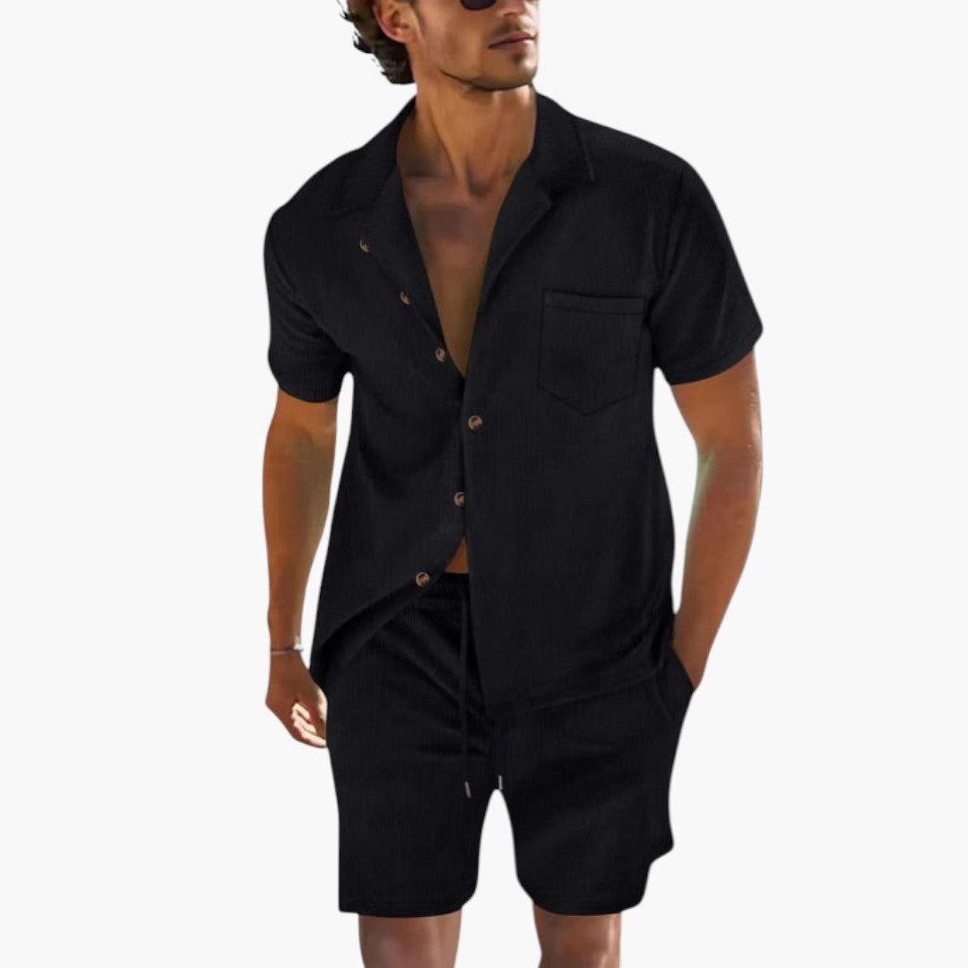 Ensemble deux pièces hommes a chemise manches courtes