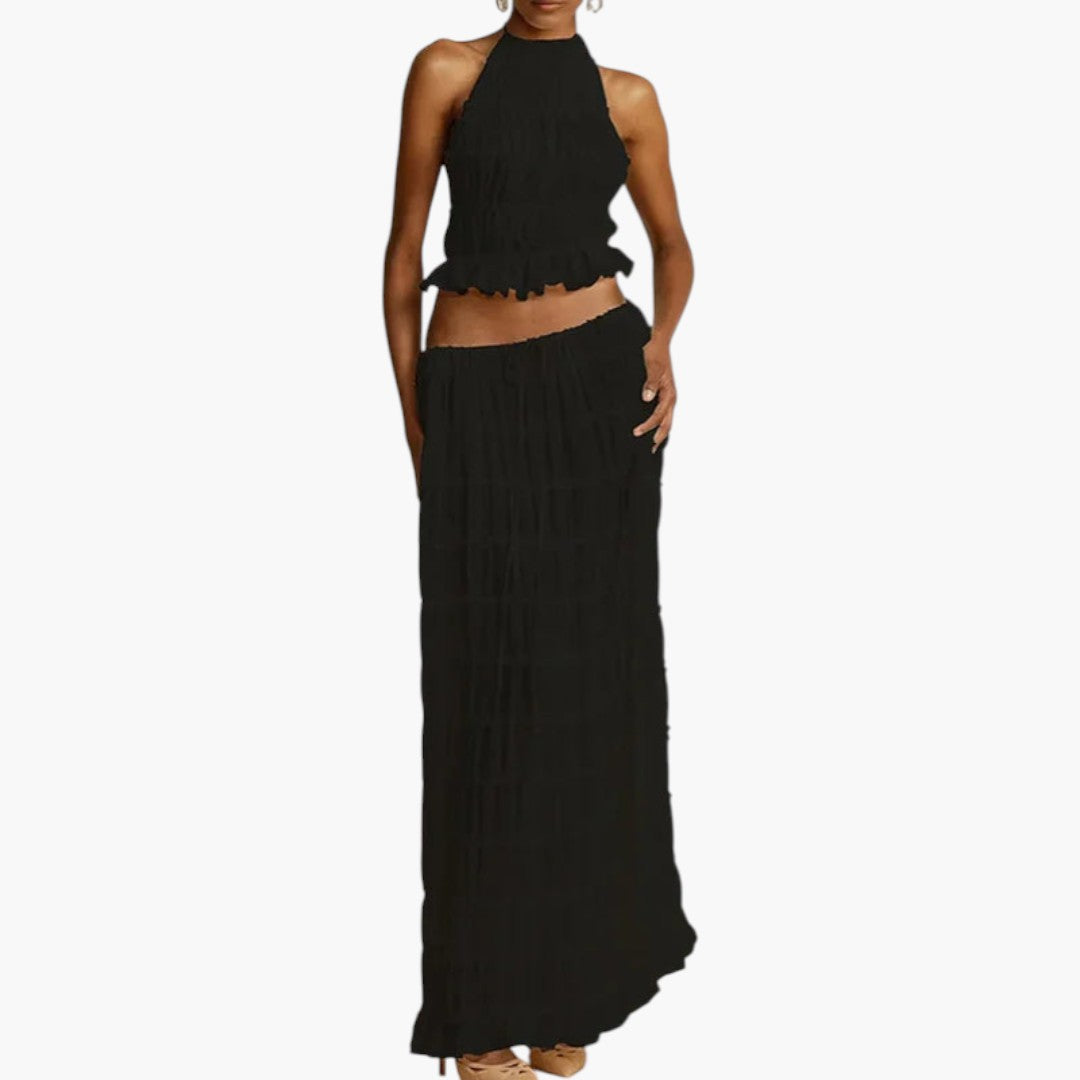 Ensemble femme deux pièces avec haut à lacets