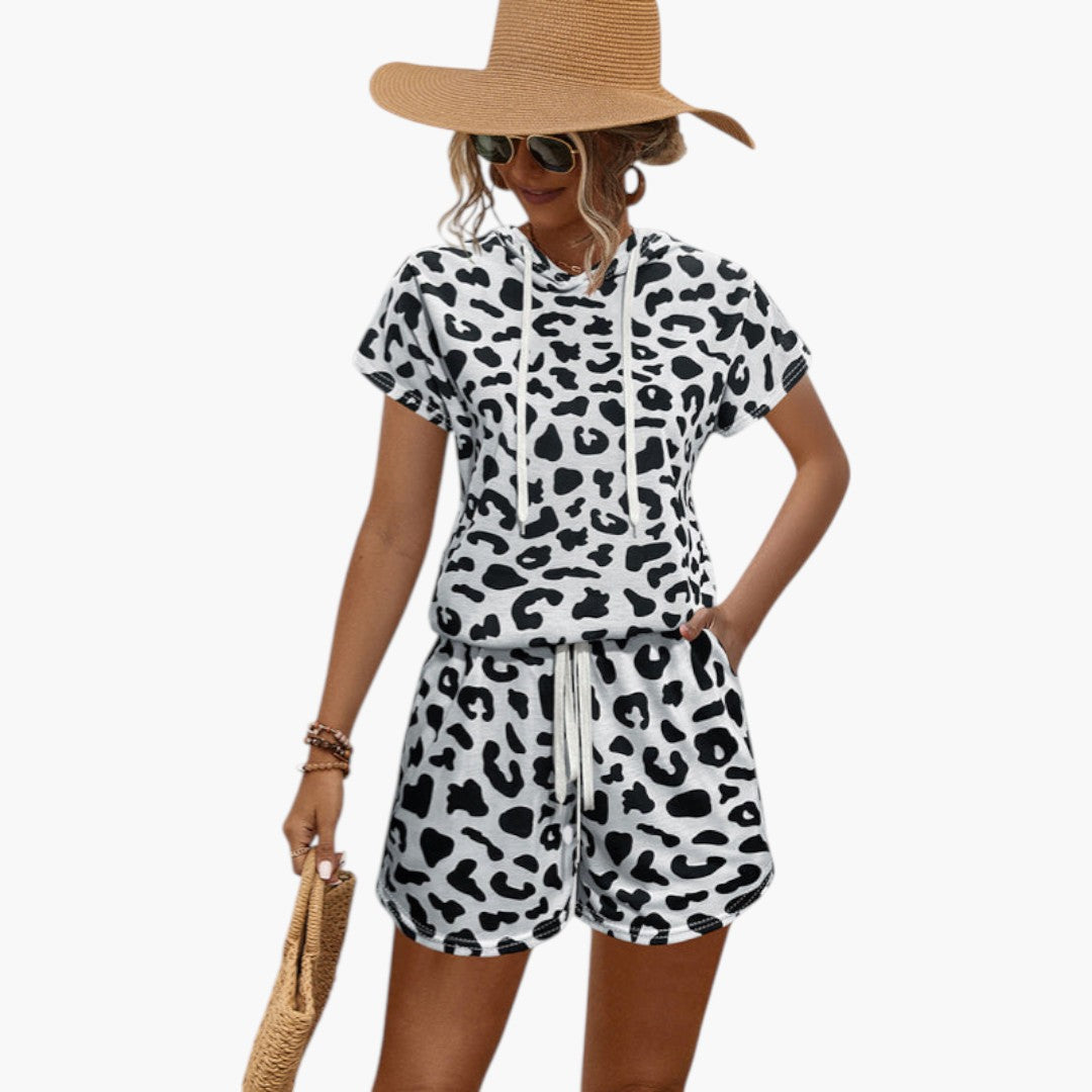 Ensemble femmes à motif animalier avec sweat à capuche