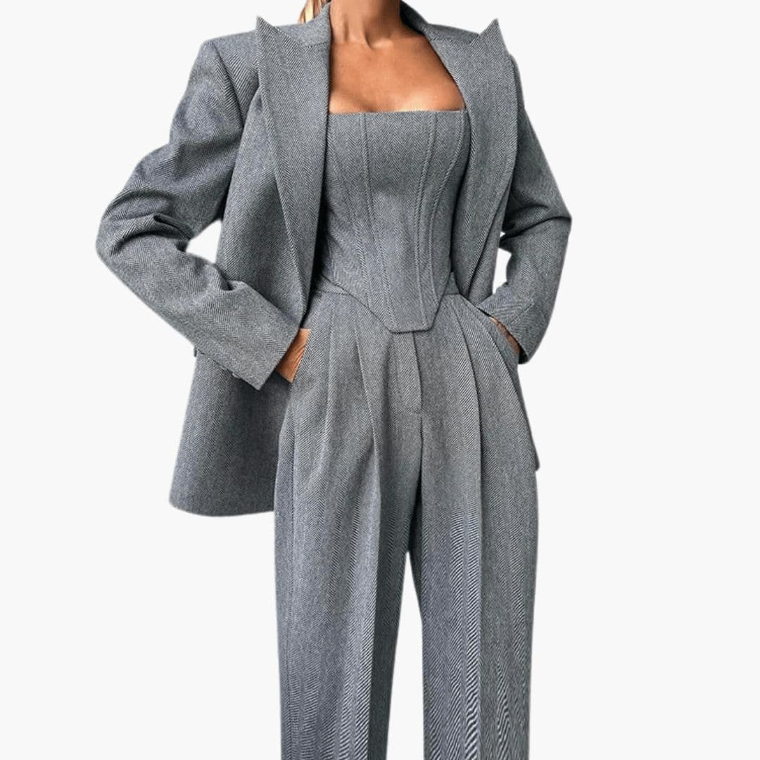 Ensemble pantalon femme avec veste corset