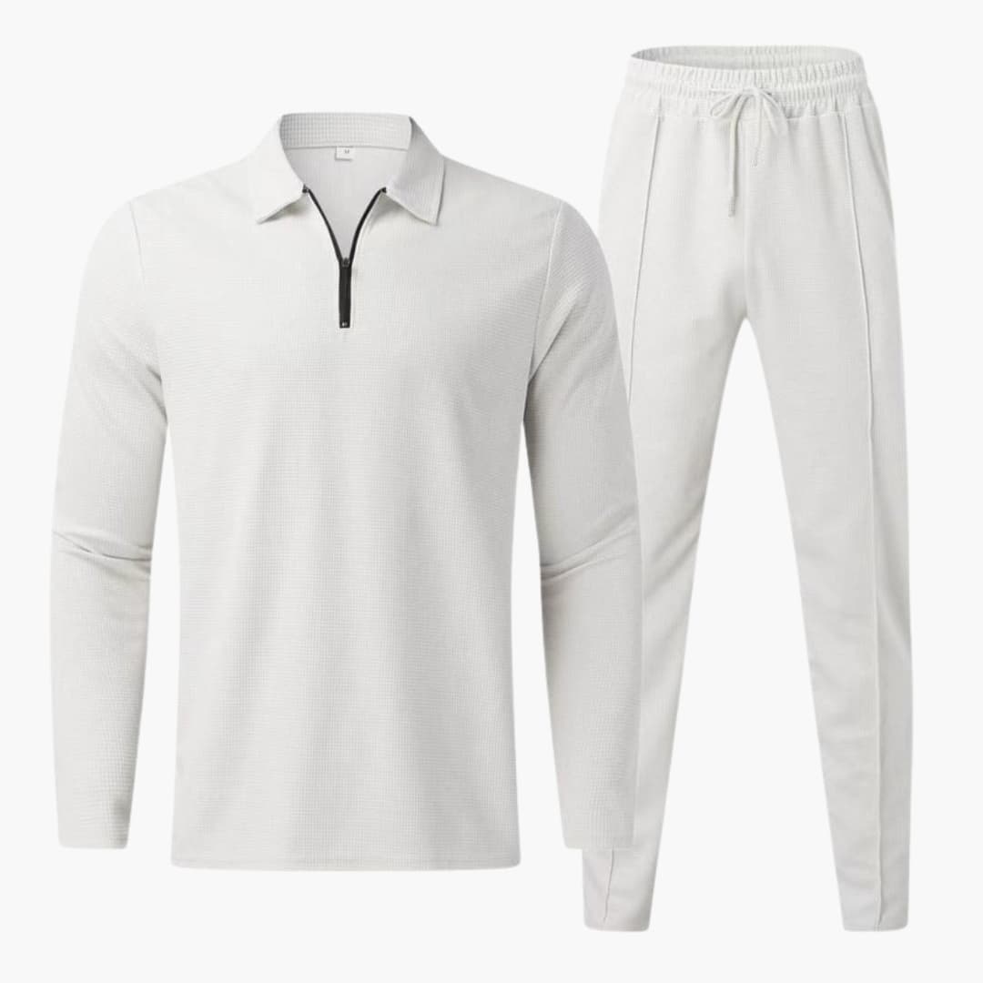 Ensemble polo manches longues et pantalon sweat homme à coupe droite
