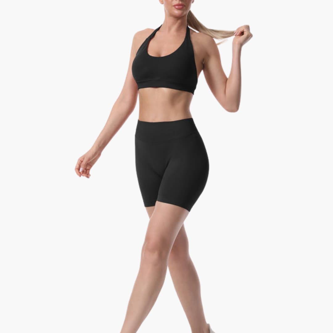 Sport-BH- und Shorts-Set für Damen mit Racerback und elastischem Bund
