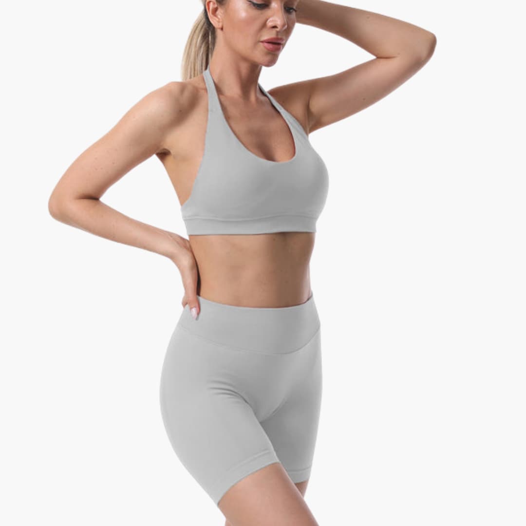 Sport-BH- und Shorts-Set für Damen mit Racerback und elastischem Bund