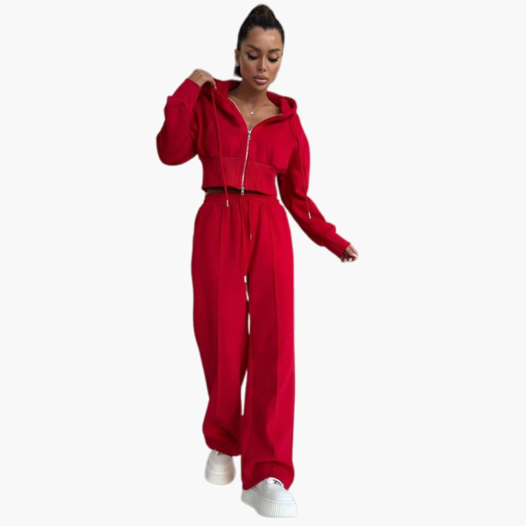 Ensemble sport femme avec sweat à capuche court