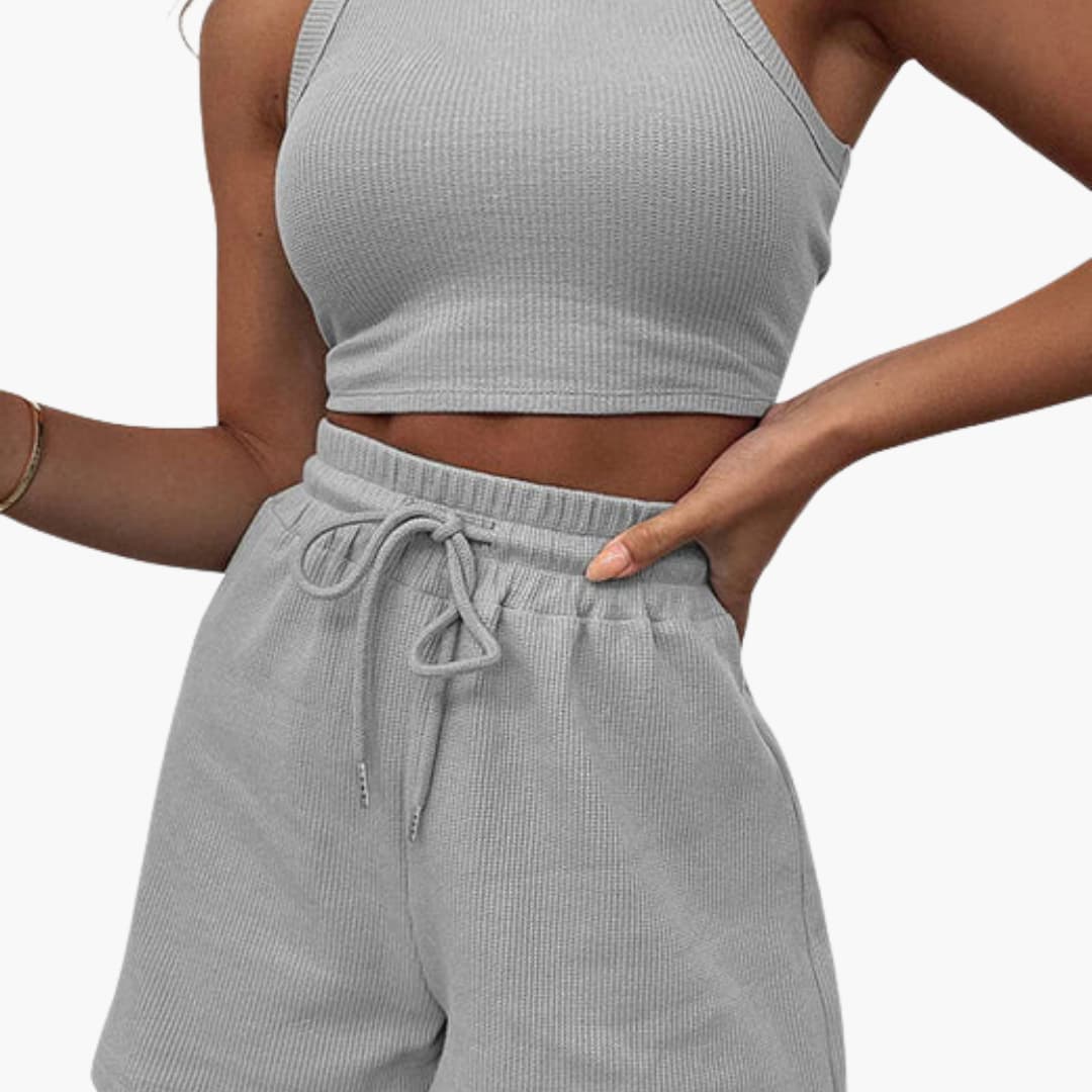 Women's sportswear set with racerback top and shorts