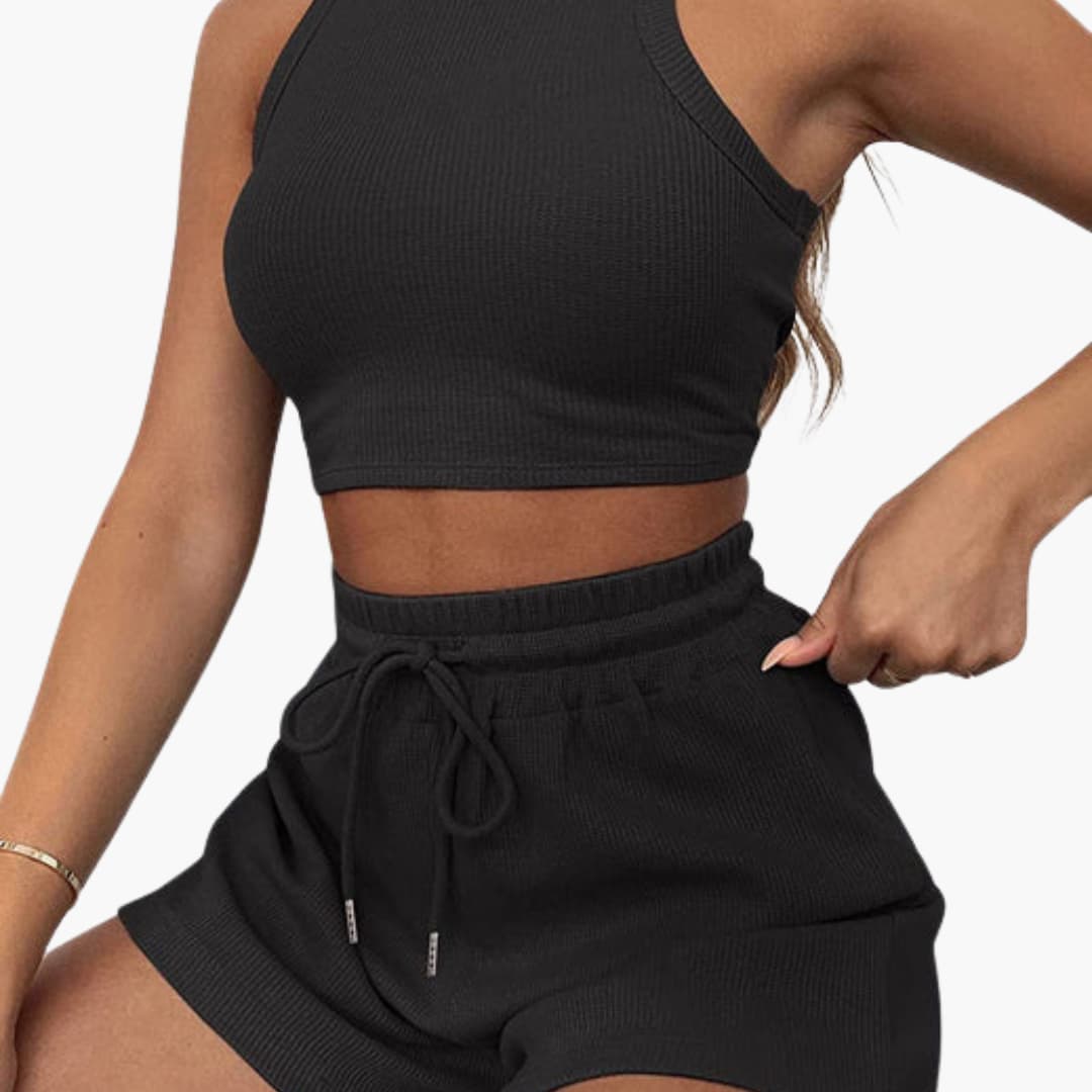 Women's sportswear set with racerback top and shorts