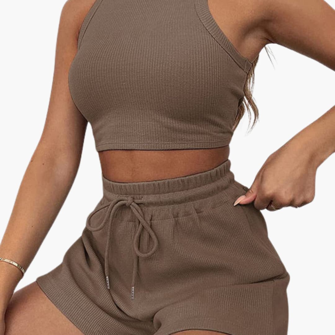 Women's sportswear set with racerback top and shorts