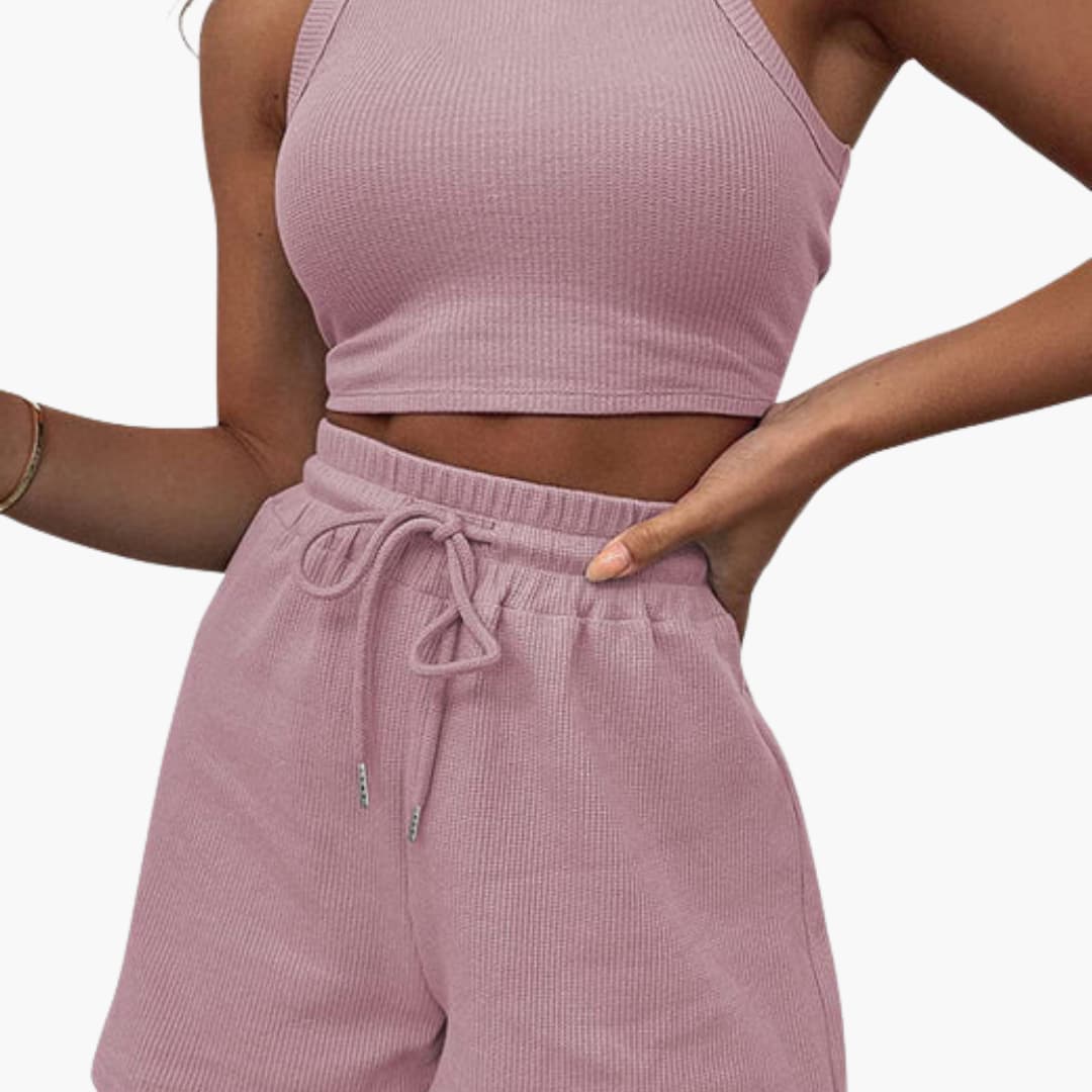 Women's sportswear set with racerback top and shorts