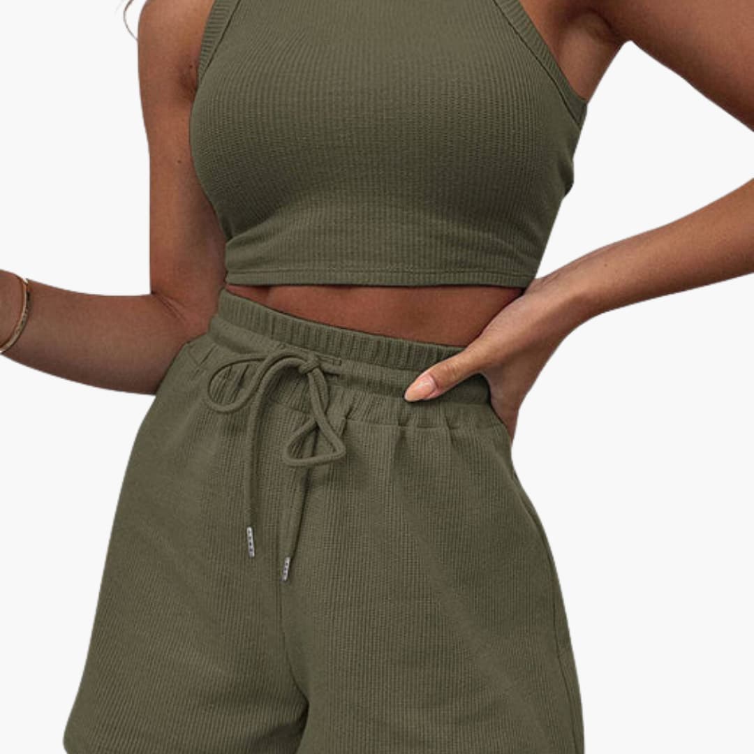Women's sportswear set with racerback top and shorts