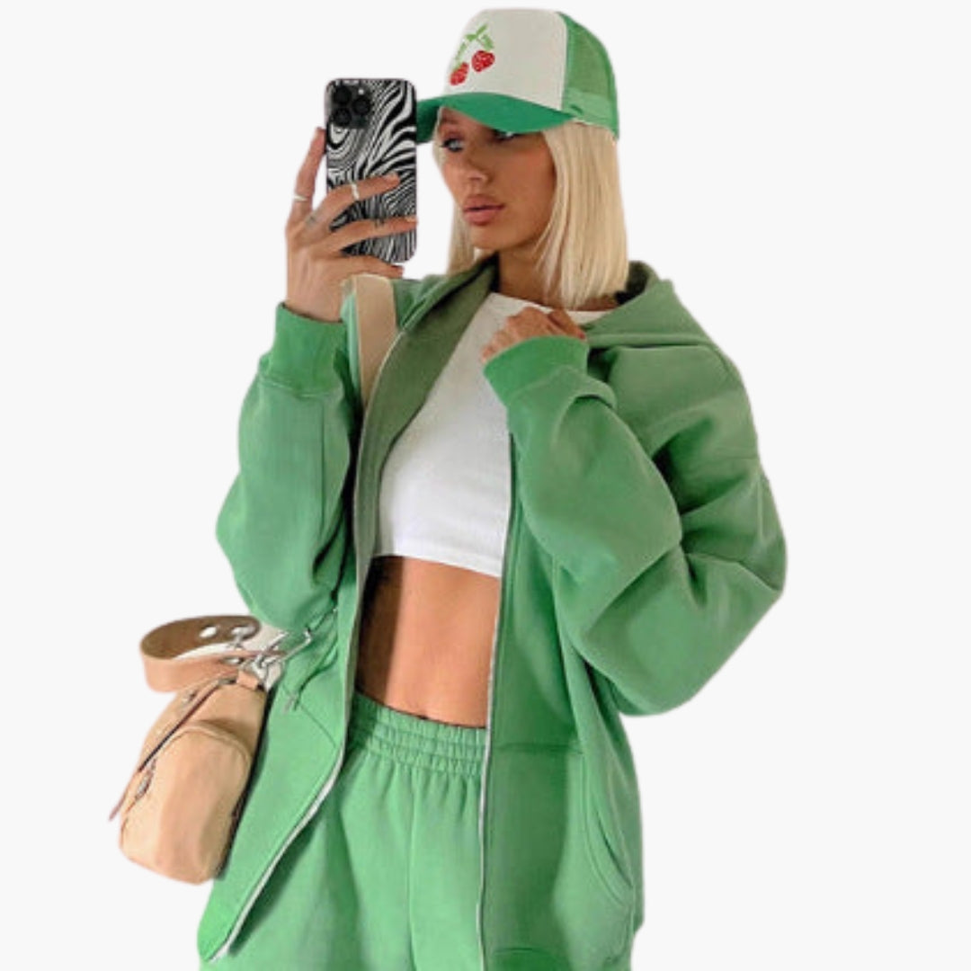 Ensemble survêtement femme avec sweat zippé