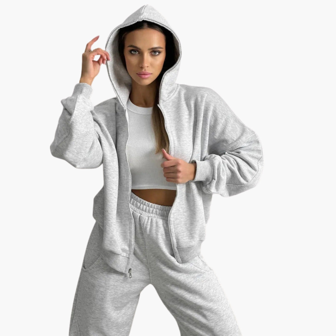 Ensemble sweat à capuche oversize femme avec zip