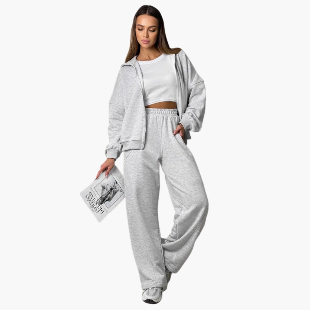 Ensemble sweat à capuche oversize femme avec zip