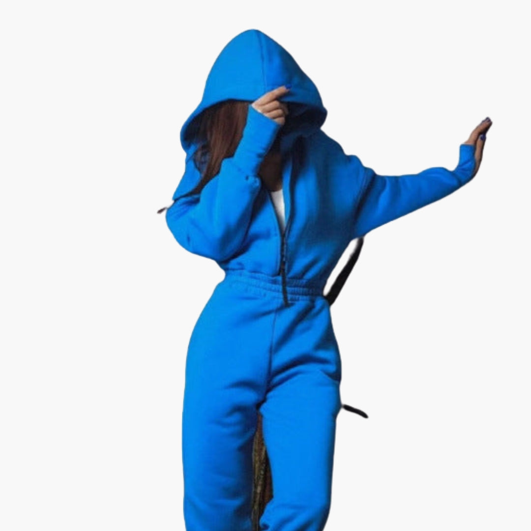 Ensemble sweat à capuche zippé femme avec poches latérales