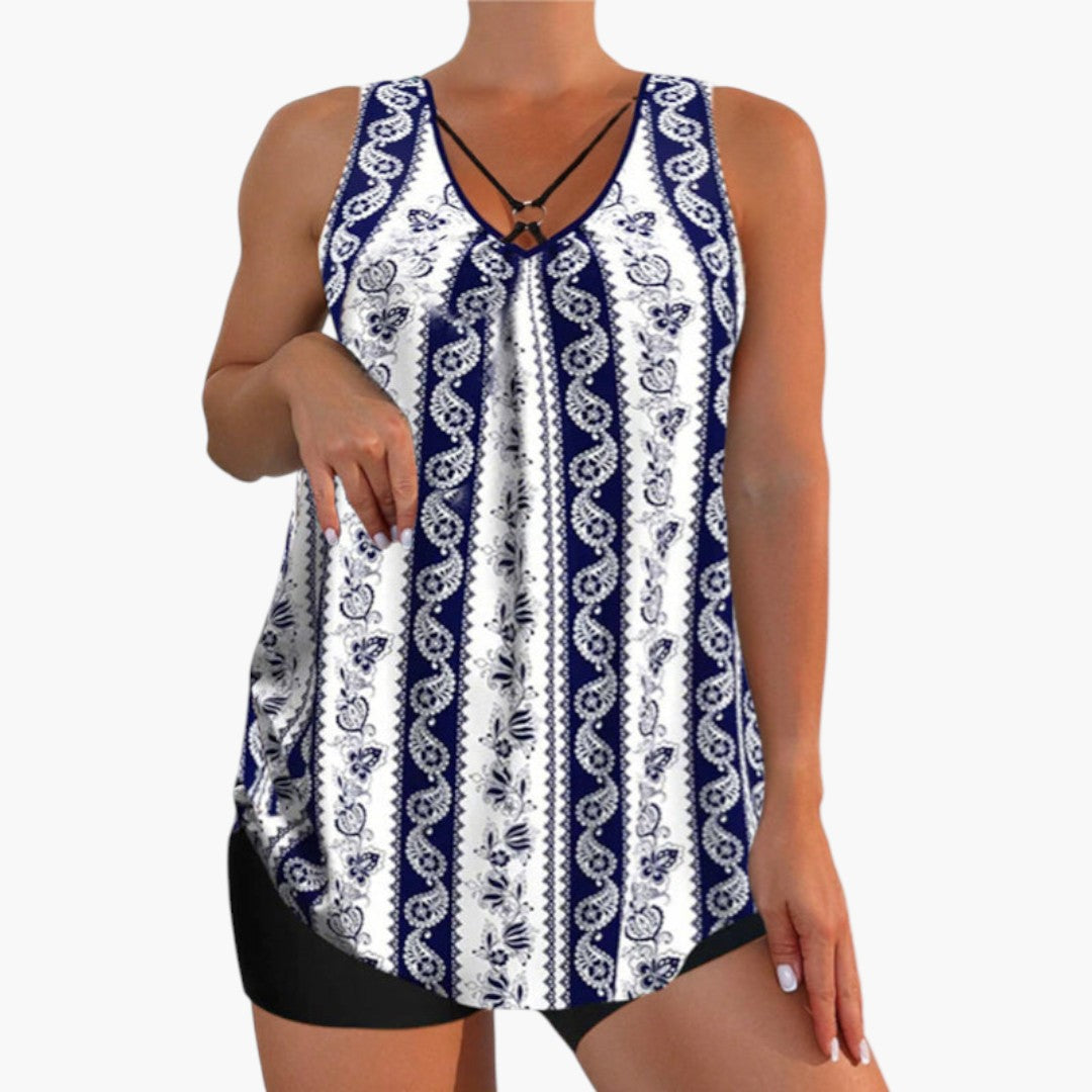 Ensemble tankini femmes a haut imprimé et bas short