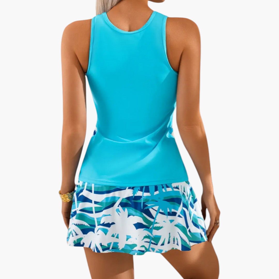 Ensemble tankini femmes a jupe et haut intégré