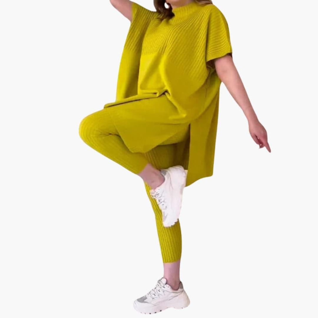 Ensemble tricot femmes avec manches courtes et leggings