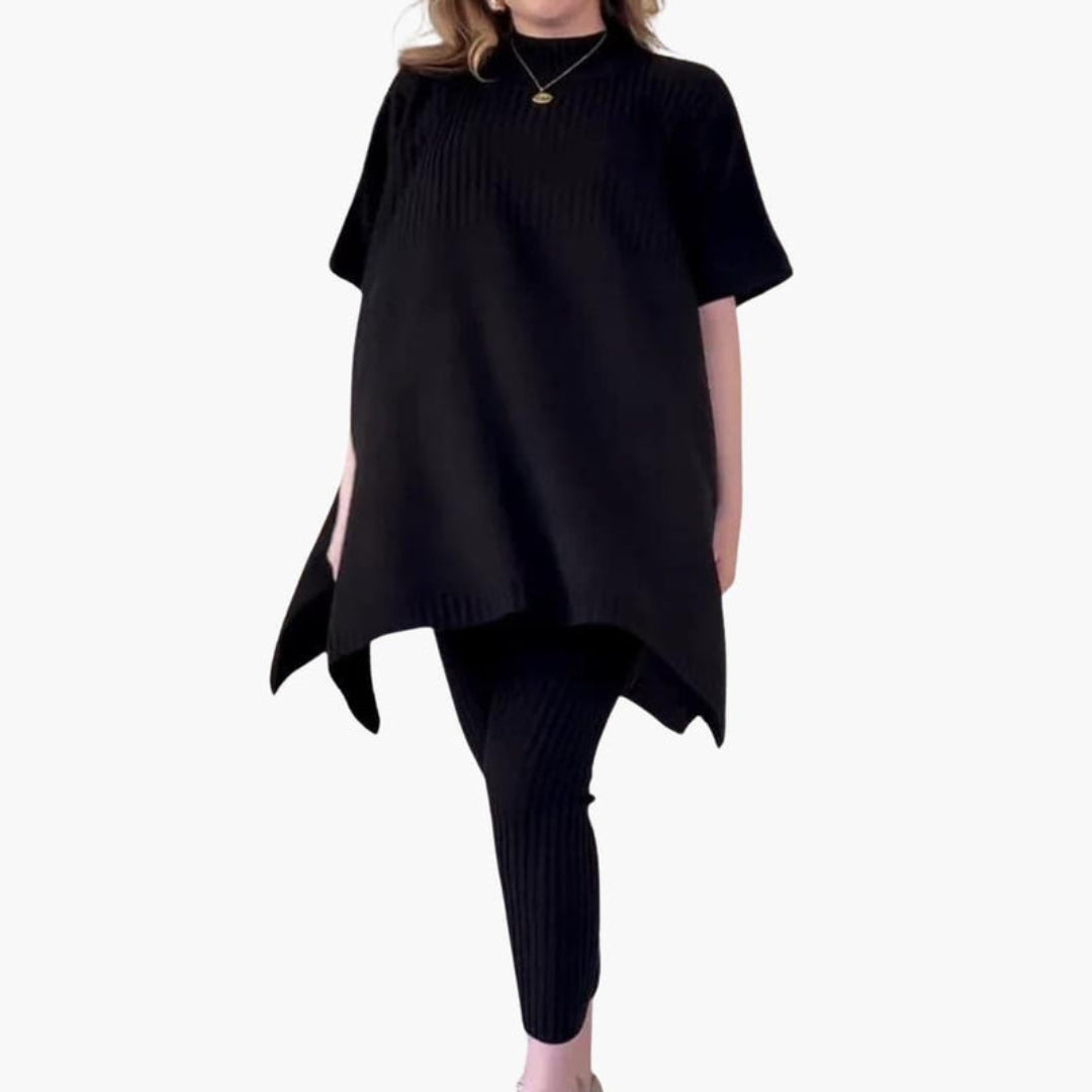 Ensemble tricot femmes avec manches courtes et leggings
