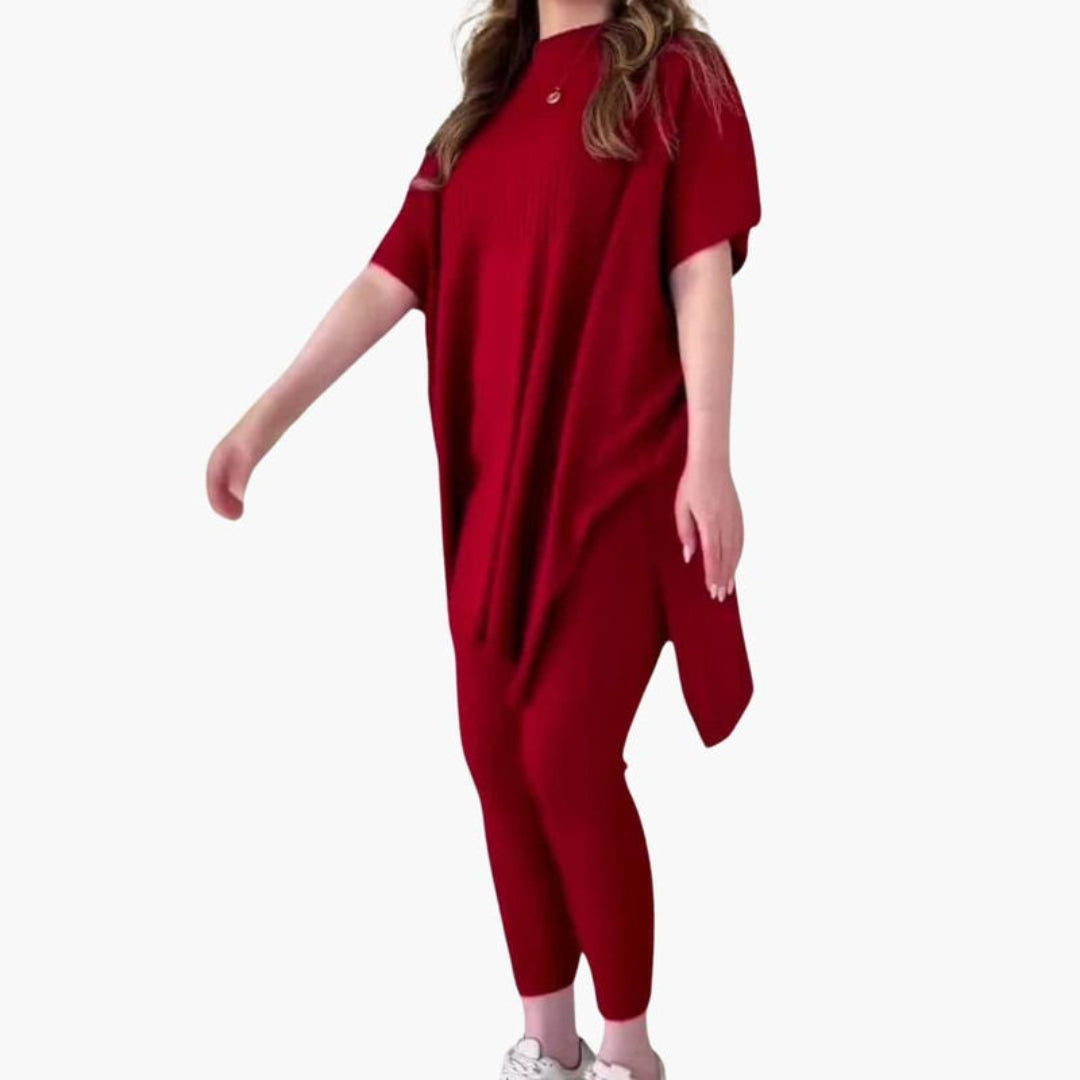 Ensemble tricot femmes avec manches courtes et leggings