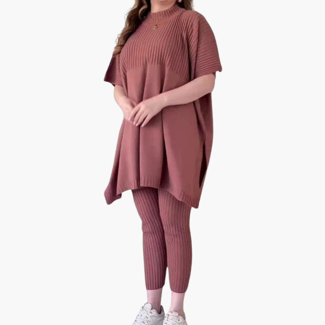 Ensemble tricot femmes avec manches courtes et leggings