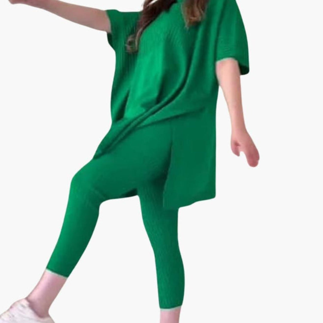 Ensemble tricot femmes avec manches courtes et leggings