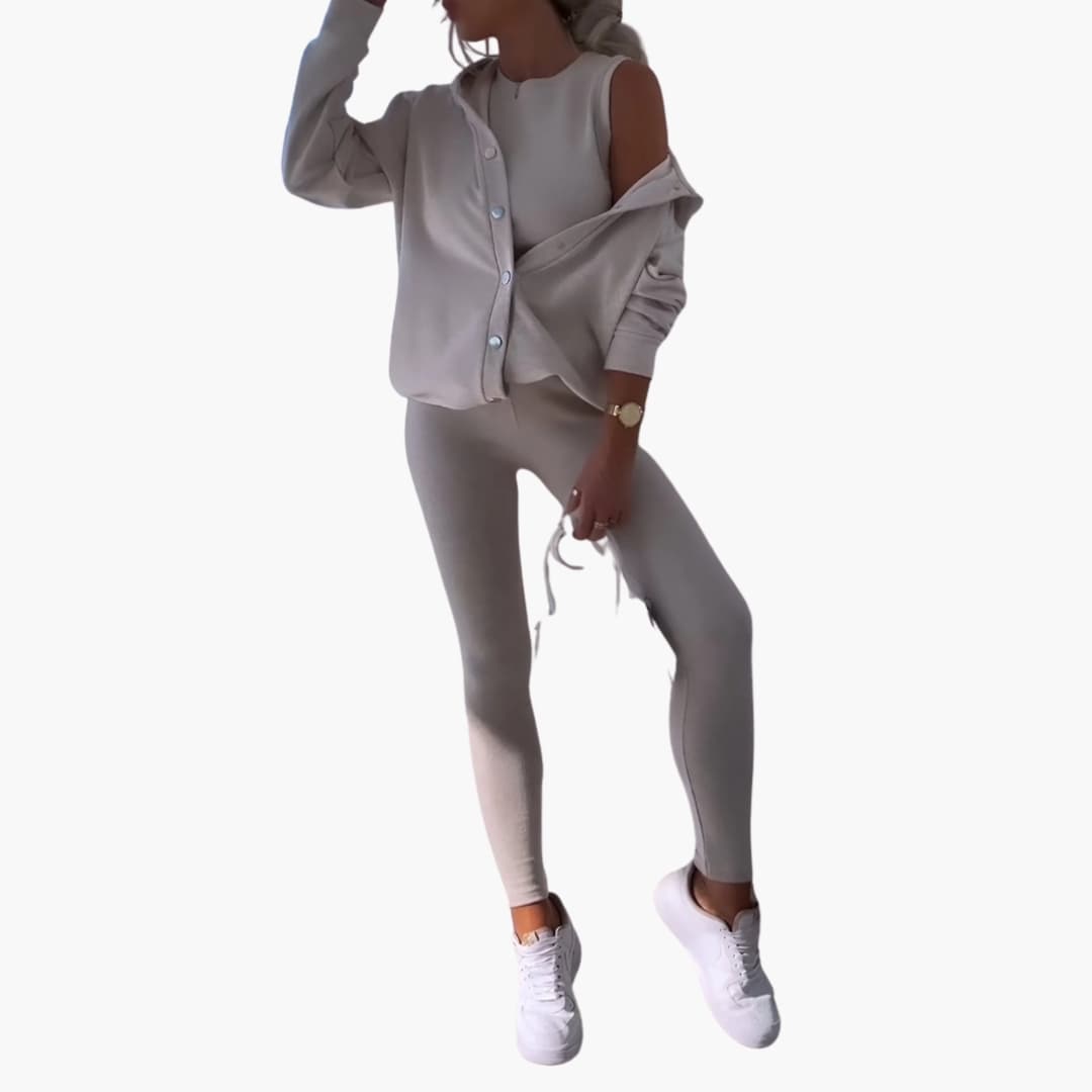Damen Dreiteiliges Ensemble mit langem Hemd und enger Hose