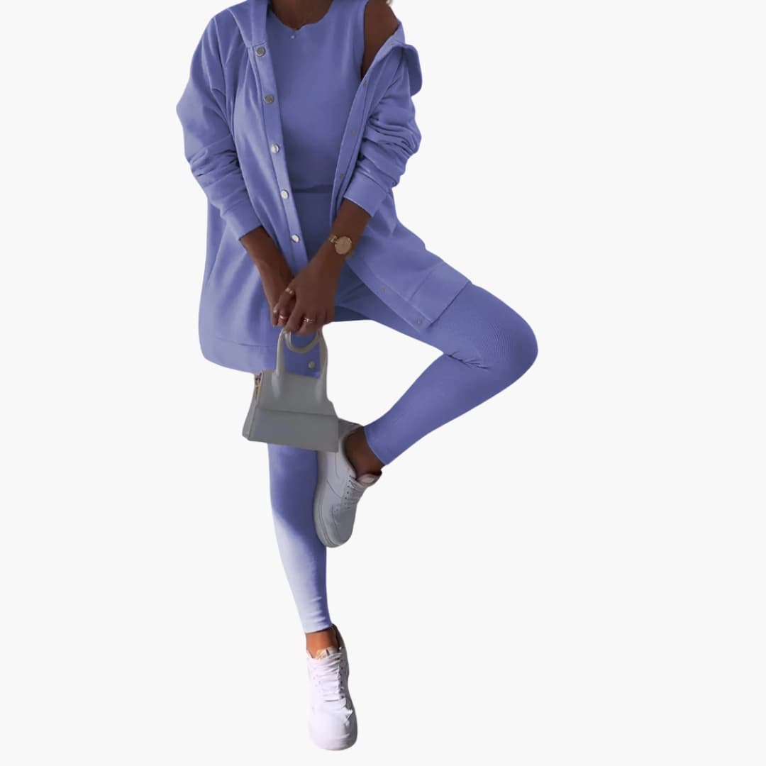 Damen Dreiteiliges Ensemble mit langem Hemd und enger Hose