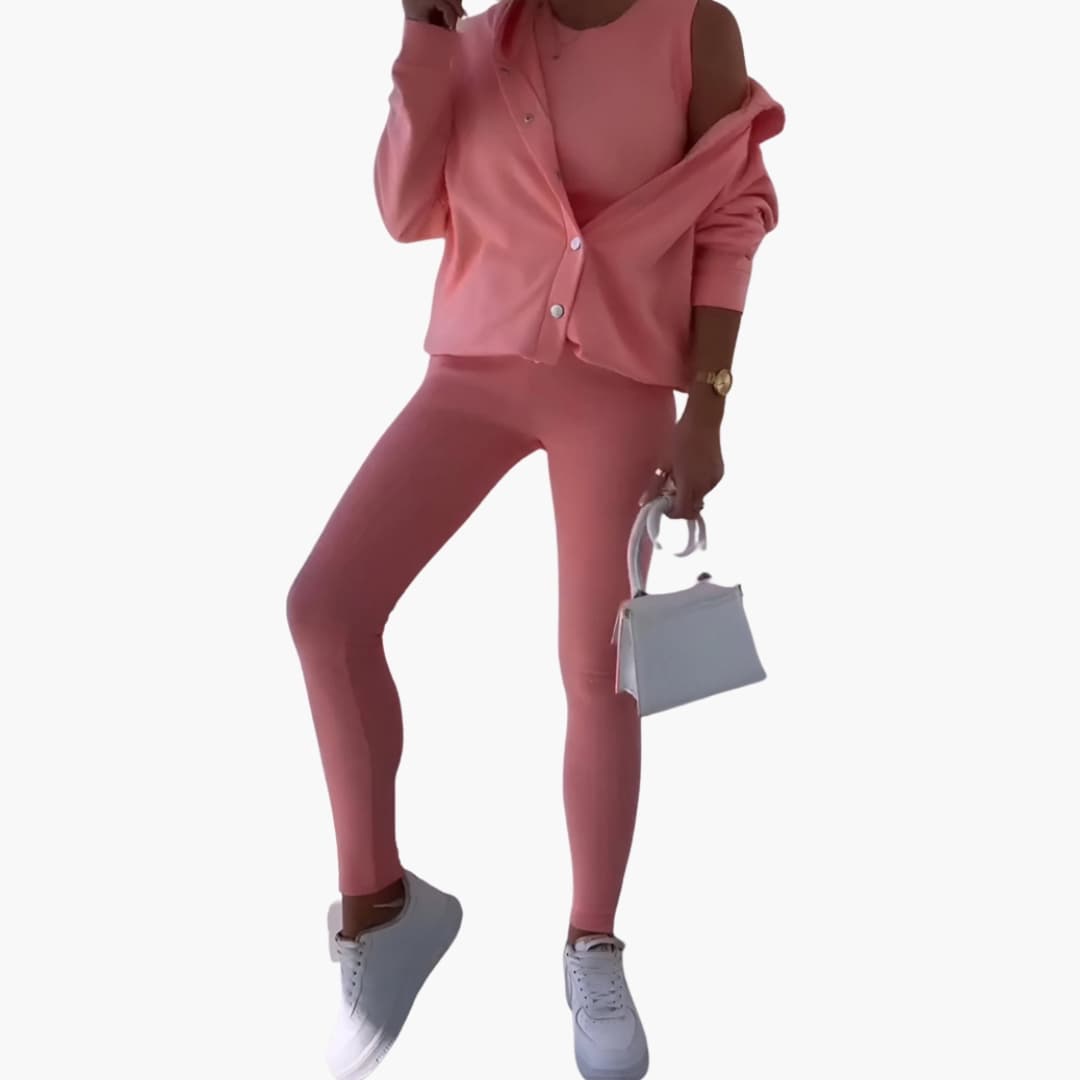 Damen Dreiteiliges Ensemble mit langem Hemd und enger Hose
