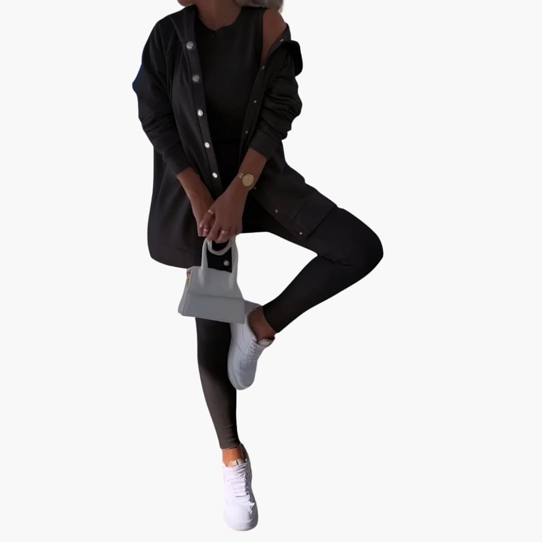 Damen Dreiteiliges Ensemble mit langem Hemd und enger Hose