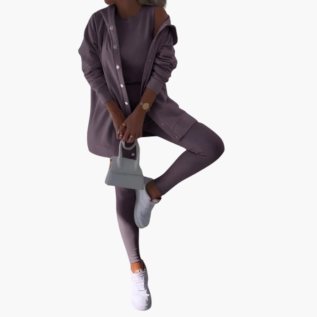 Damen Dreiteiliges Ensemble mit langem Hemd und enger Hose