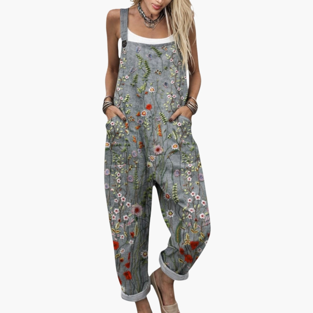Women's Jumpsuit with Straps and Print