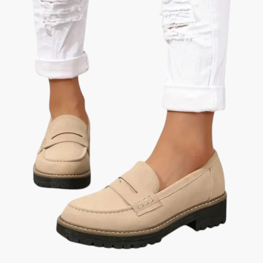 Femmes Mocassins avec Dessus en Suède et Semelle Antidérapante