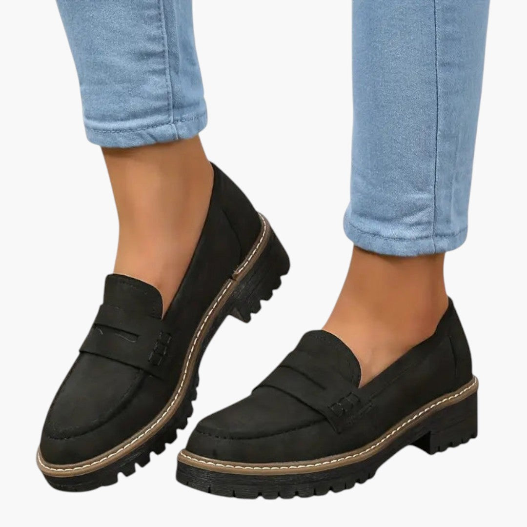 Femmes Mocassins en Suède a Semelle Antidérapante et Design Slip-On