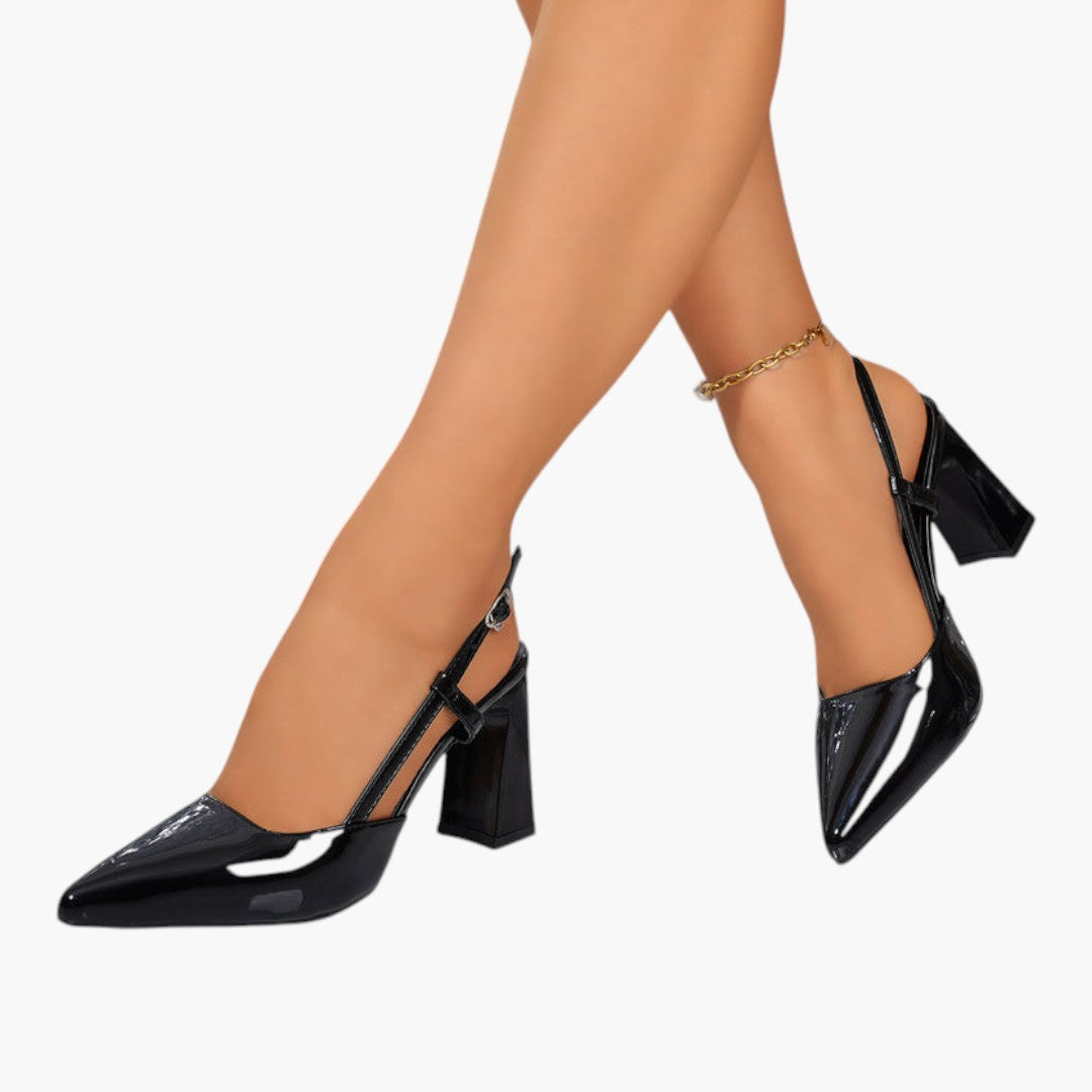 Femmes Sandales Talon Bloc avec Bout Pointu et Boucle