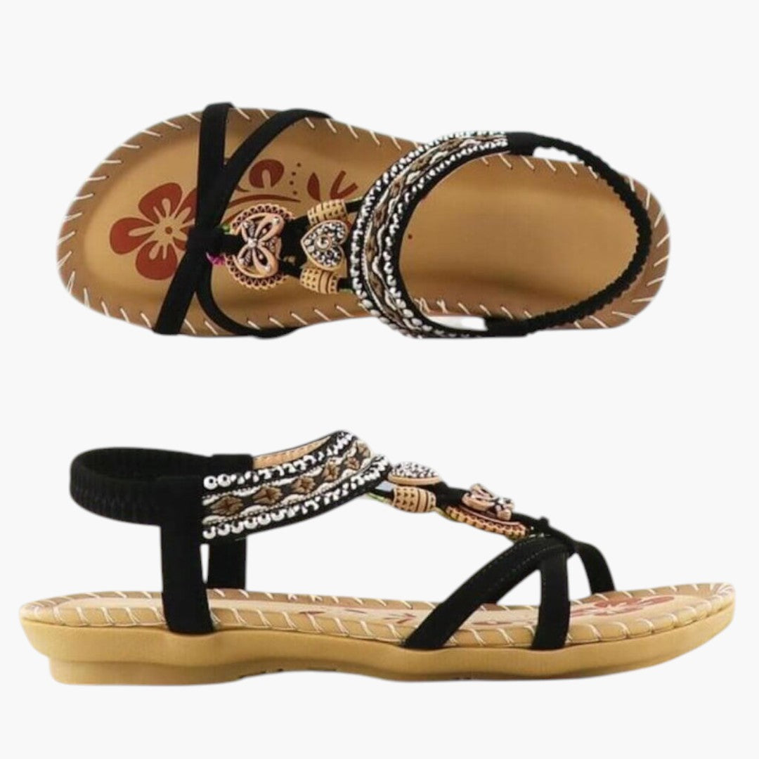 Damen Sandalen mit weicher Plateausohle und elastischen Bändern