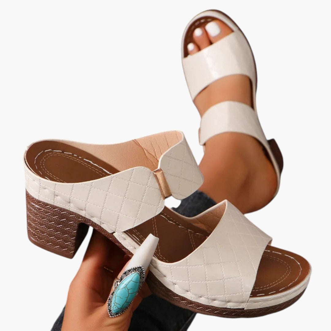 Damesandaler med blokhæl og svangstøtte
