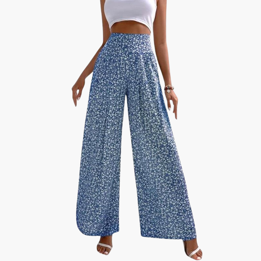 Femmes pantalon palazzo jambes amples taille haute Été