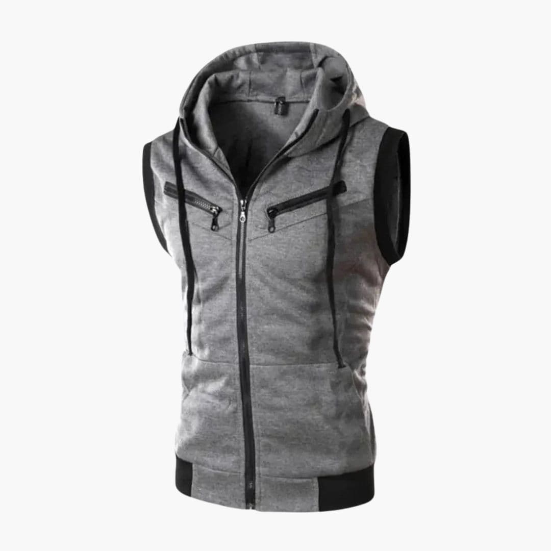 Gilet Homme Sans Manches à Capuche avec Zip