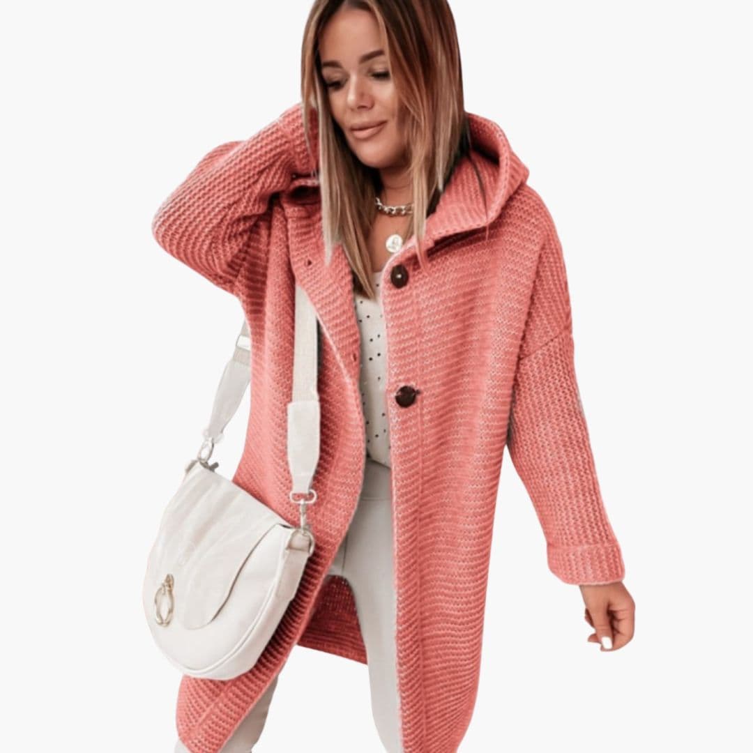 Gilet femme à capuche avec ouverture devant