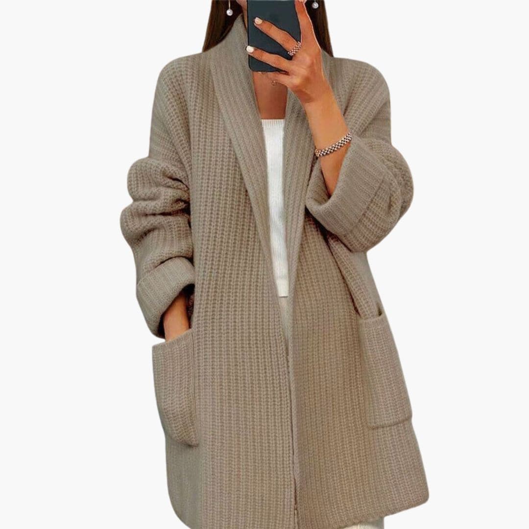 Gilet femme col V avec ouverture devant et poches plaquées