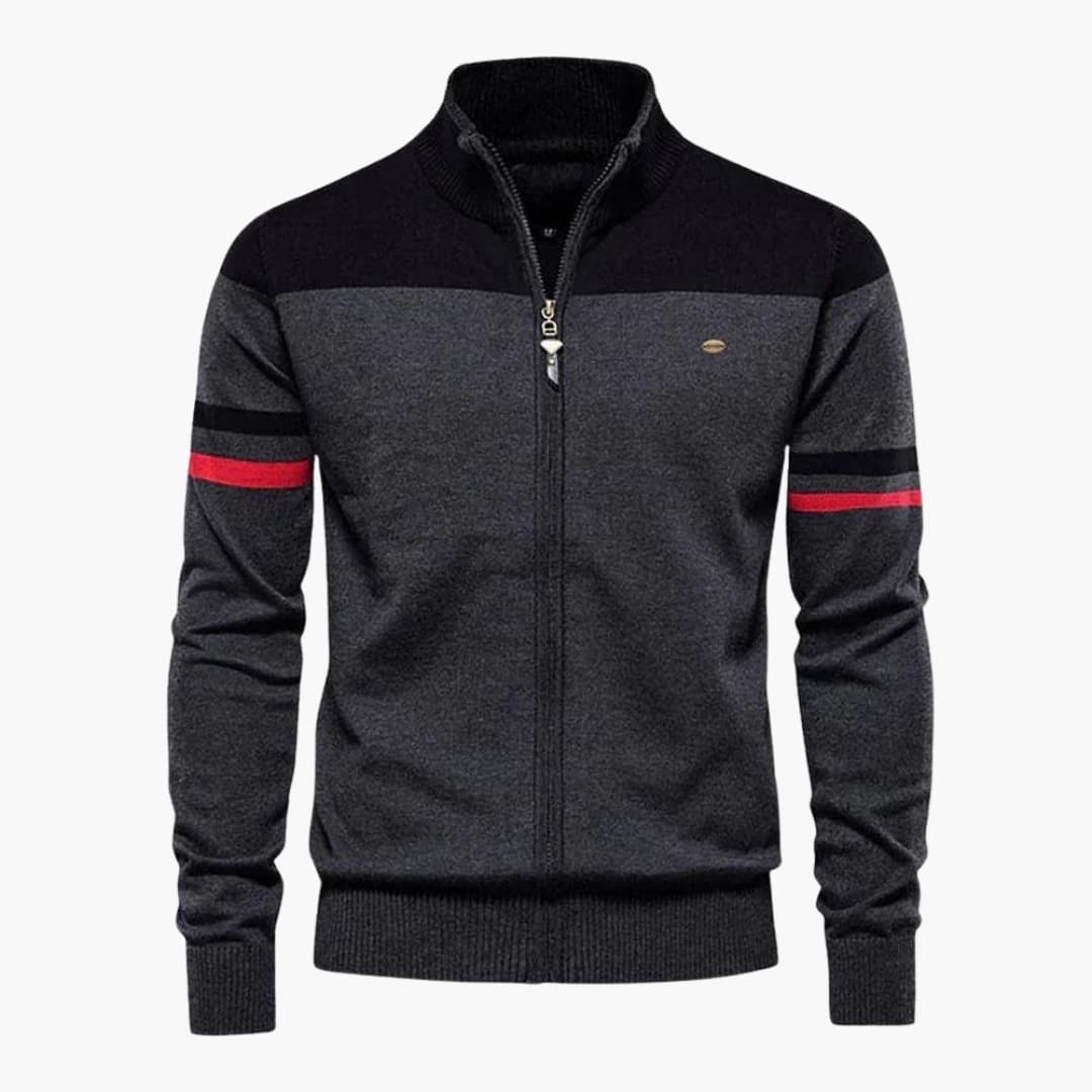 Gilet homme avec col montant et fermeture zippée