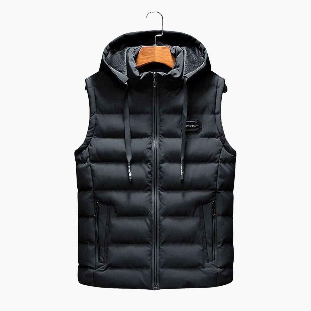 Gilet sans manches pour homme avec capuche et fermeture éclair
