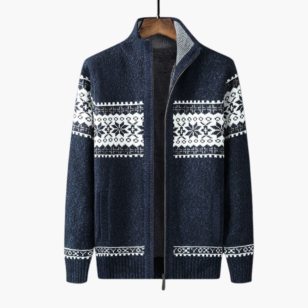Gilet en maille pour homme avec fermeture éclair et manches longues
