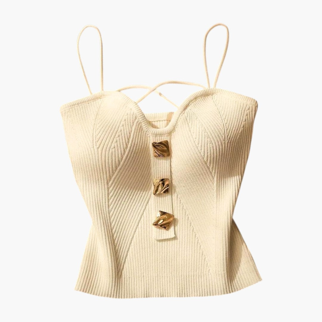 Haut Corset Femme avec Surface Côtelée et Bretelles Ajustables