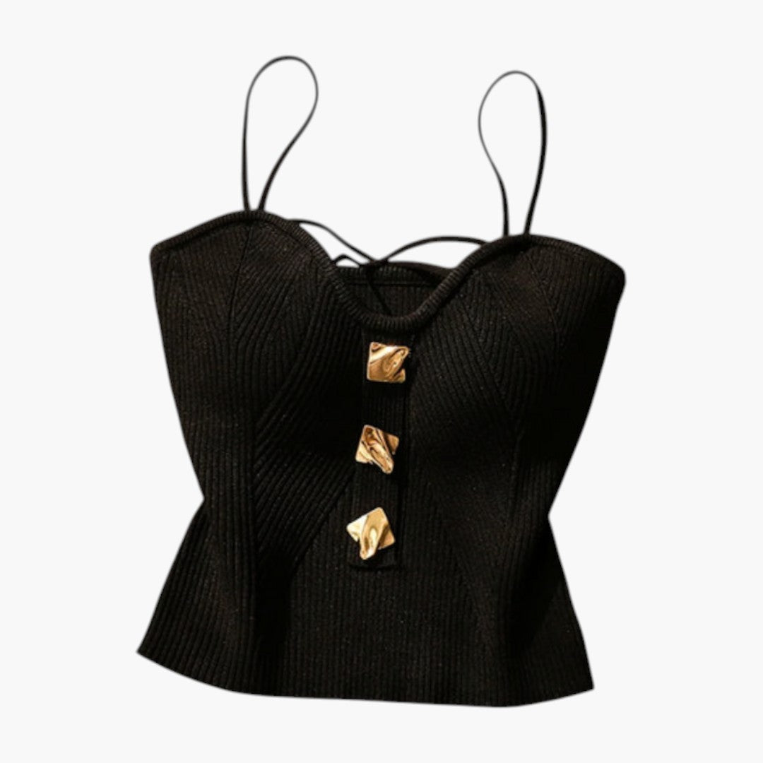 Haut Corset Femme avec Surface Côtelée et Bretelles Ajustables