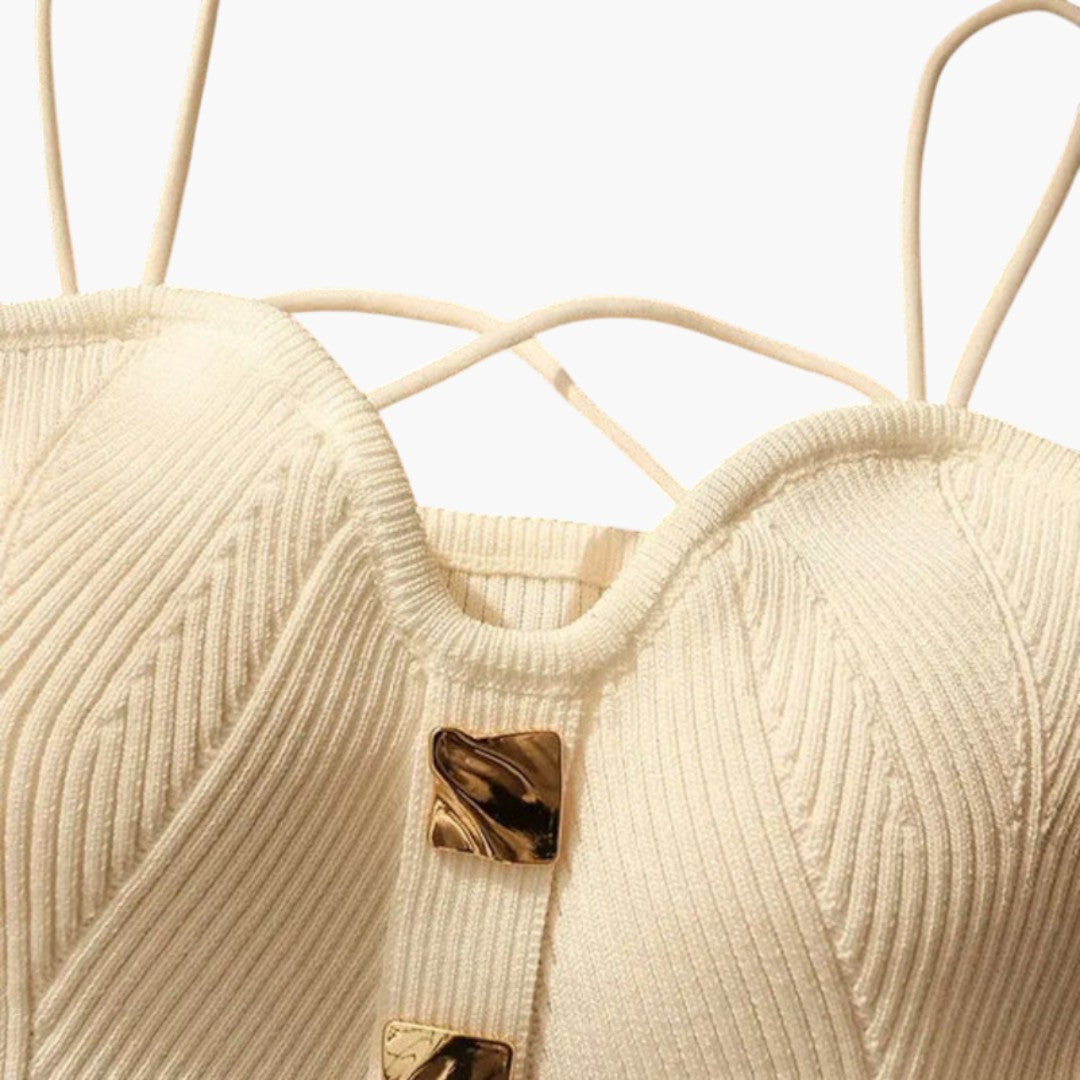 Haut Corset Femme avec Surface Côtelée et Bretelles Ajustables